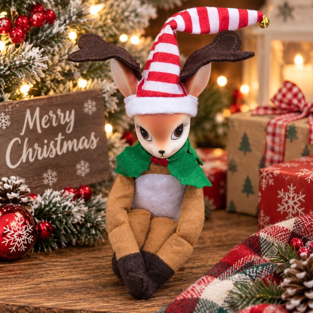 Mr. Christmas Nostalgic Reindeer Knee Hugger Holiday Decor Shelf Sitter NEW